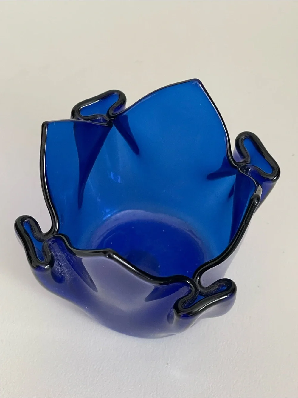 PartyLite Deep Blue Lotus Glass Votive Holder